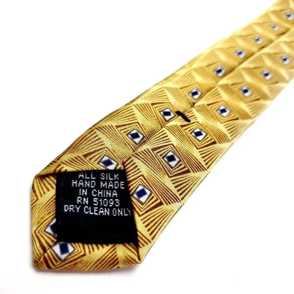 Stafford Yellow Silk Tie Woven Geometric‎